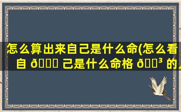 怎么算出来自己是什么命(怎么看自 🐈 己是什么命格 🌳 的人)